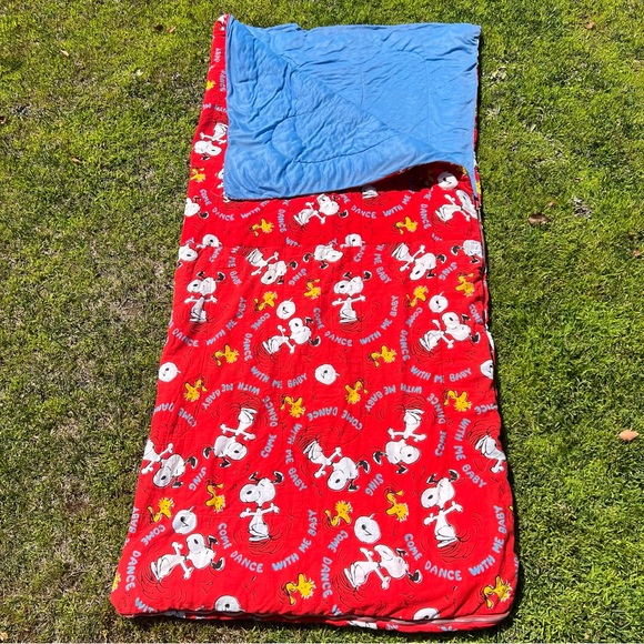 Vintage Snoopy & Woodstock Come Dance With Me Baby Sleeping Bag Red 30x65 FLAWS - Picture 1 of 13
